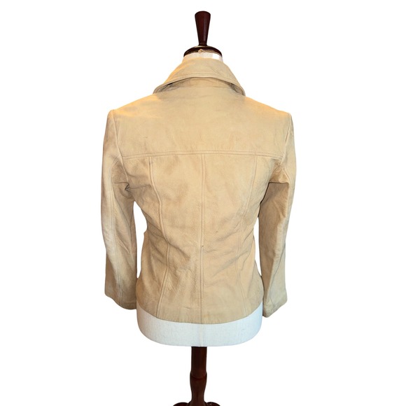 Vintage 90s Nine West Beige Soft Lather Button Up Jacket Women's Small - Picture 4 of 12